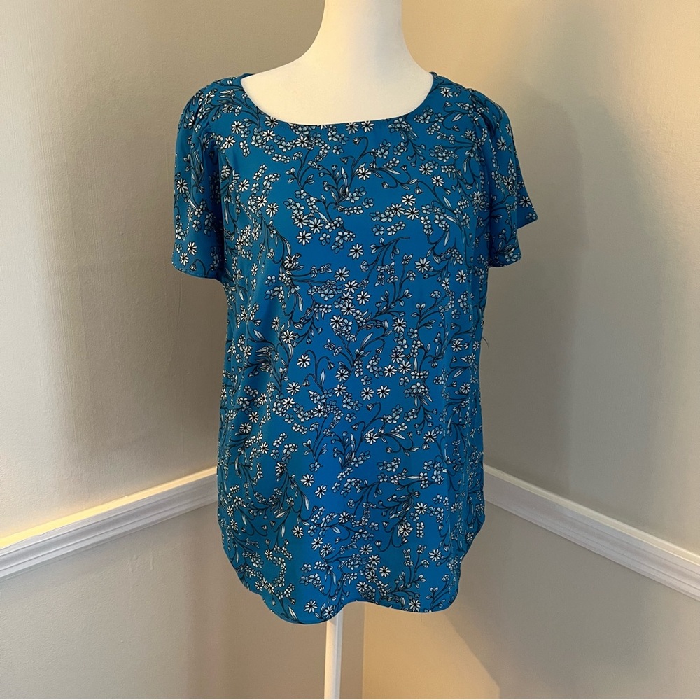 CeCe Teal Floral Blouse